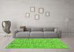 Machine Washable Abstract Green Contemporary Area Rugs in a Living Room,, wshcon2852grn