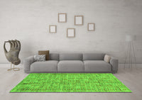 Machine Washable Abstract Green Contemporary Rug, wshcon2852grn