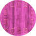 Round Abstract Pink Contemporary Rug, con2853pnk