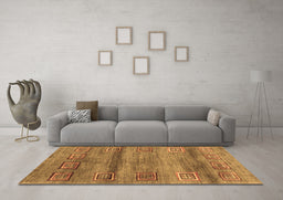 Machine Washable Abstract Brown Contemporary Rug in a Living Room,, wshcon2853brn