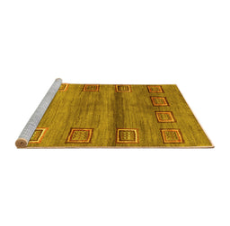 Sideview of Machine Washable Abstract Yellow Contemporary Rug, wshcon2853yw