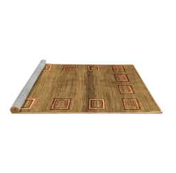 Sideview of Machine Washable Abstract Brown Contemporary Rug, wshcon2853brn