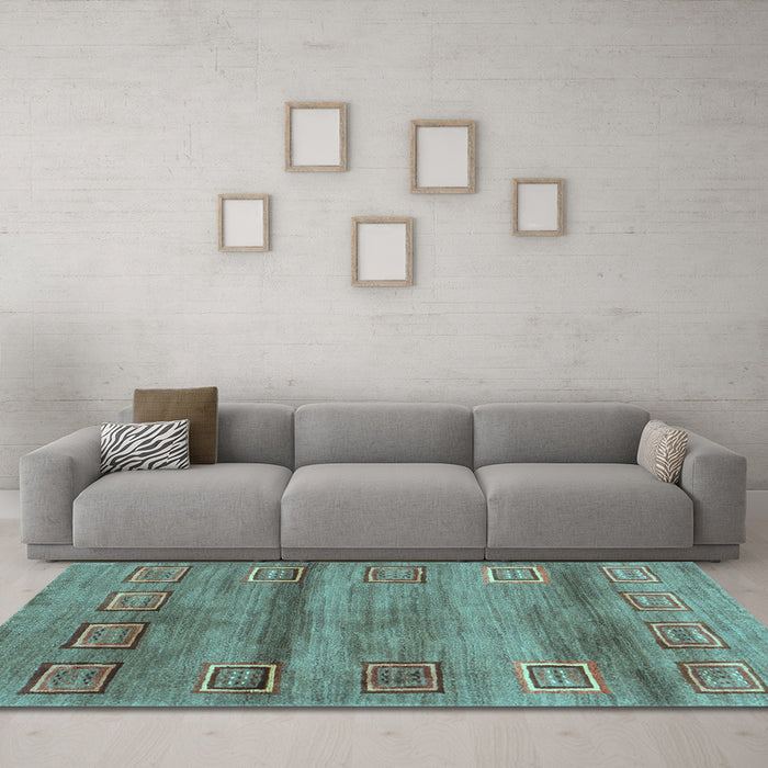 Machine Washable Abstract Light Blue Contemporary Rug in a Living Room, wshcon2853lblu