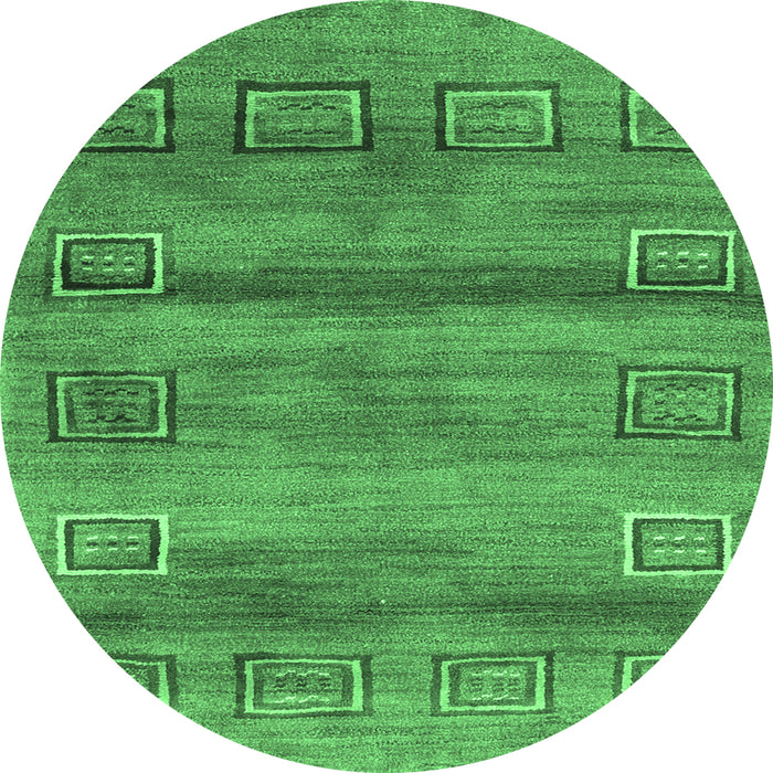 Round Abstract Emerald Green Contemporary Rug, con2853emgrn