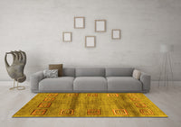 Machine Washable Abstract Yellow Contemporary Rug, wshcon2853yw