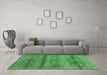 Machine Washable Abstract Emerald Green Contemporary Area Rugs in a Living Room,, wshcon2853emgrn