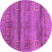 Round Abstract Purple Contemporary Rug, con2853pur