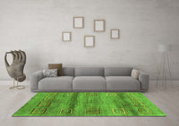 Machine Washable Abstract Green Contemporary Rug, wshcon2853grn