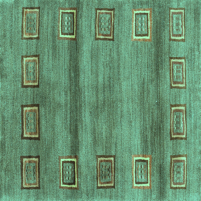 Square Machine Washable Abstract Turquoise Contemporary Area Rugs, wshcon2853turq