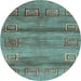 Round Machine Washable Abstract Light Blue Contemporary Rug, wshcon2853lblu