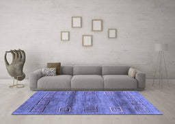 Machine Washable Abstract Blue Contemporary Rug in a Living Room, wshcon2853blu