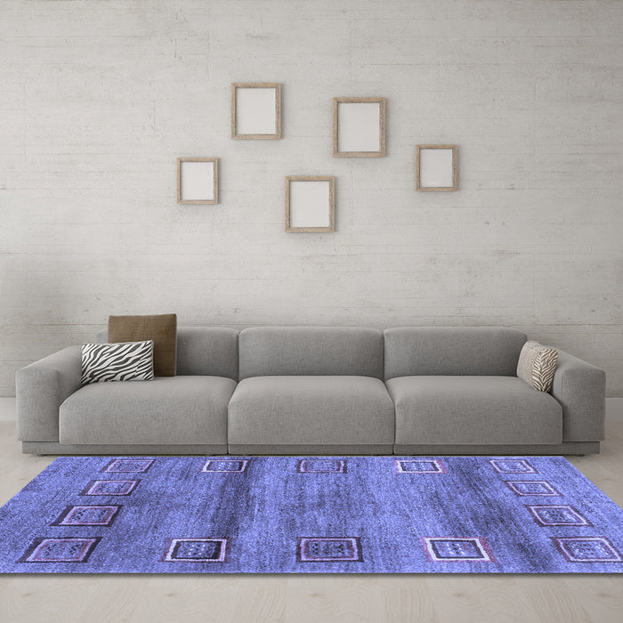 Machine Washable Abstract Blue Contemporary Rug in a Living Room, wshcon2853blu