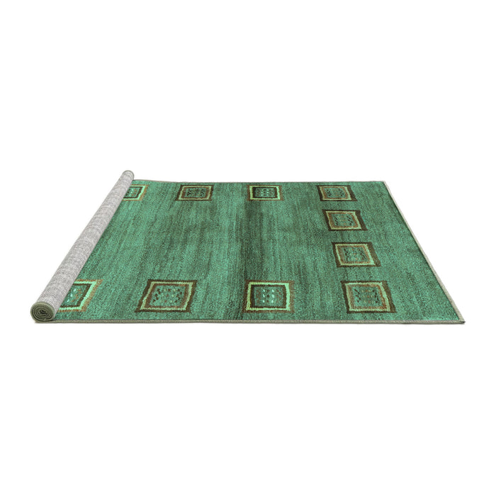Sideview of Machine Washable Abstract Turquoise Contemporary Area Rugs, wshcon2853turq