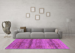 Machine Washable Abstract Purple Contemporary Area Rugs in a Living Room, wshcon2853pur
