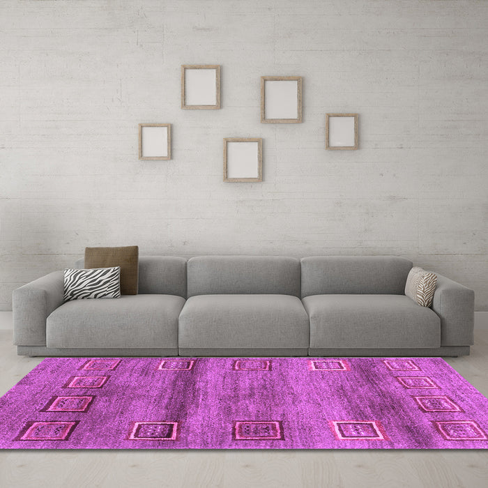 Machine Washable Abstract Purple Contemporary Area Rugs in a Living Room, wshcon2853pur