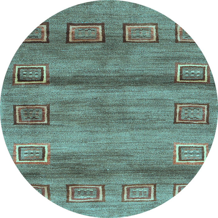 Round Abstract Light Blue Contemporary Rug, con2853lblu