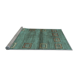 Sideview of Machine Washable Abstract Light Blue Contemporary Rug, wshcon2853lblu