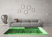 Machine Washable Abstract Emerald Green Contemporary Area Rugs in a Living Room,, wshcon2854emgrn