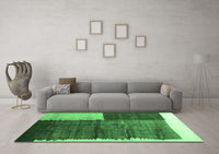 Machine Washable Abstract Emerald Green Contemporary Rug, wshcon2854emgrn