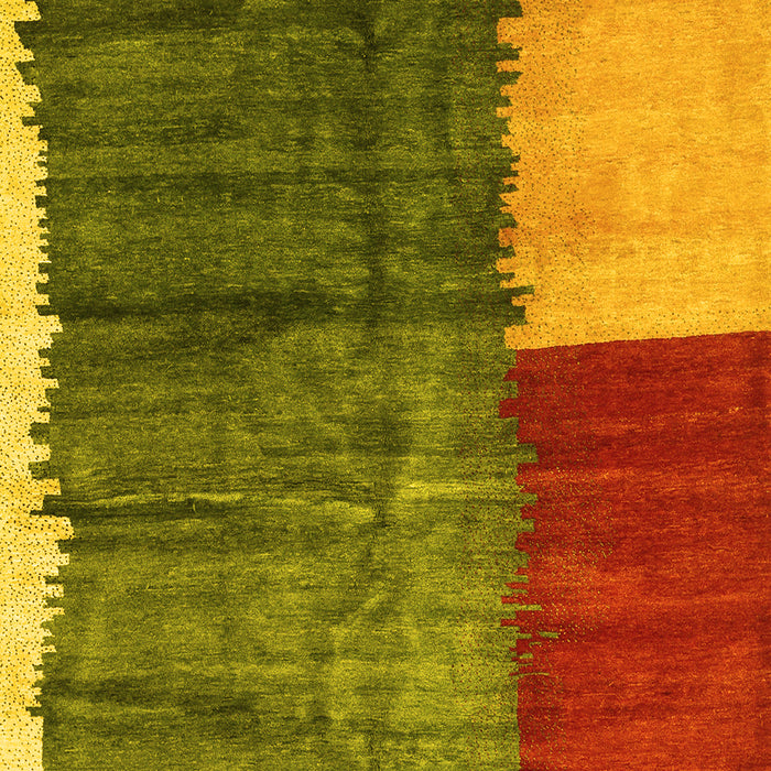 Machine Washable Abstract Yellow Contemporary Rug, wshcon2854yw