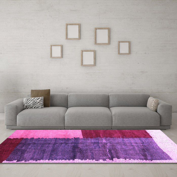 Machine Washable Abstract Purple Contemporary Area Rugs in a Living Room, wshcon2854pur