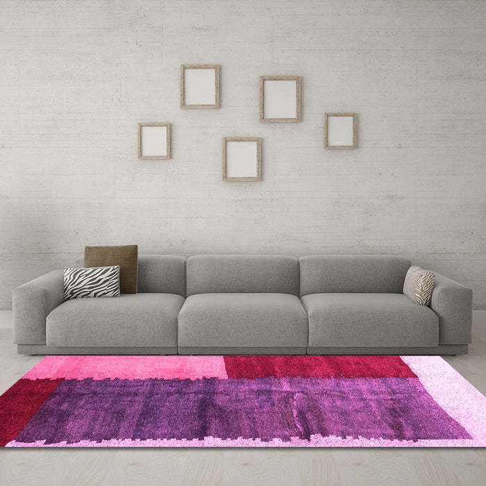 Machine Washable Abstract Pink Contemporary Rug in a Living Room, wshcon2854pnk