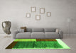 Machine Washable Abstract Green Contemporary Area Rugs in a Living Room,, wshcon2854grn