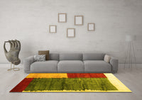 Machine Washable Abstract Yellow Contemporary Rug, wshcon2854yw