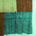 Square Machine Washable Abstract Turquoise Contemporary Area Rugs, wshcon2854turq