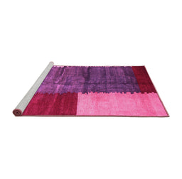 Sideview of Machine Washable Abstract Pink Contemporary Rug, wshcon2854pnk