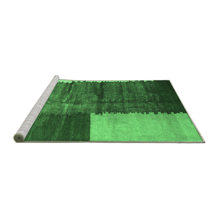 Sideview of Machine Washable Abstract Emerald Green Contemporary Area Rugs, wshcon2854emgrn