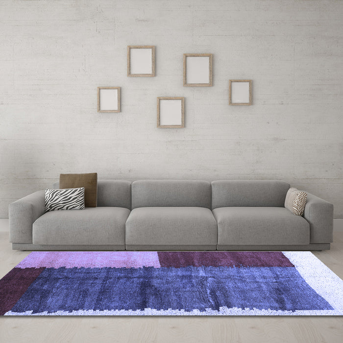 Machine Washable Abstract Blue Contemporary Rug in a Living Room, wshcon2854blu