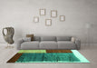 Machine Washable Abstract Turquoise Contemporary Area Rugs in a Living Room,, wshcon2854turq