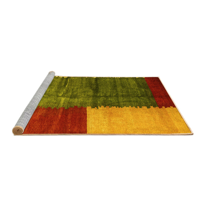 Sideview of Machine Washable Abstract Yellow Contemporary Rug, wshcon2854yw