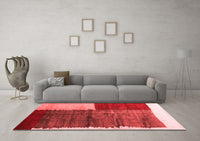 Machine Washable Abstract Red Contemporary Rug, wshcon2854red