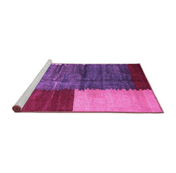 Sideview of Machine Washable Abstract Purple Contemporary Area Rugs, wshcon2854pur
