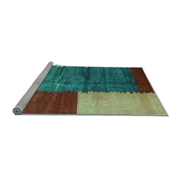 Sideview of Machine Washable Abstract Light Blue Contemporary Rug, wshcon2854lblu