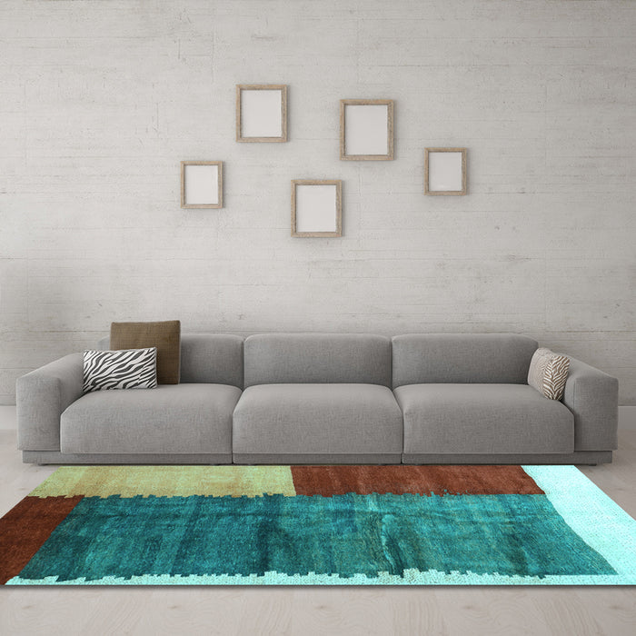 Machine Washable Abstract Light Blue Contemporary Rug in a Living Room, wshcon2854lblu