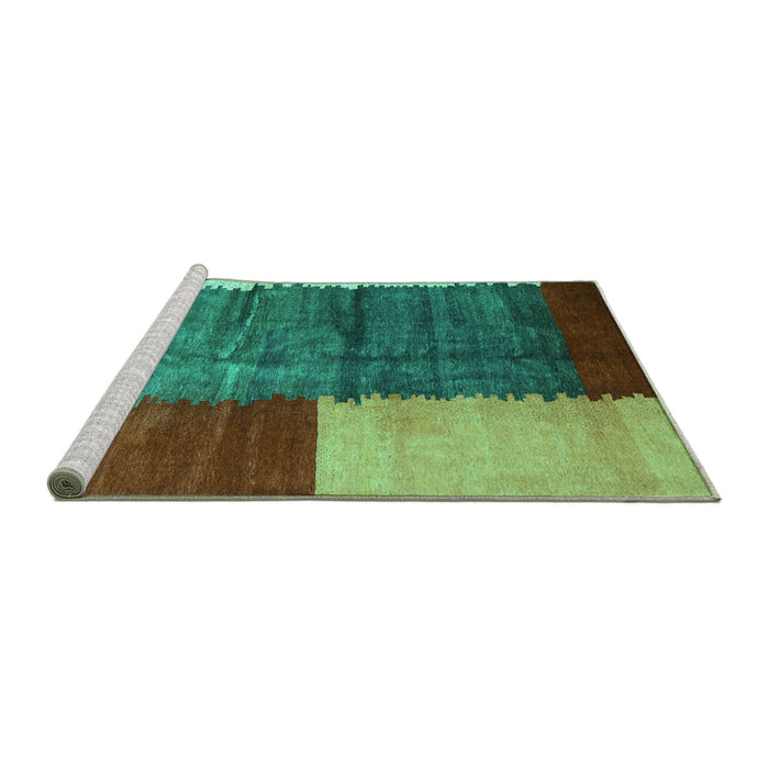Sideview of Machine Washable Abstract Turquoise Contemporary Area Rugs, wshcon2854turq