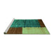 Sideview of Machine Washable Abstract Turquoise Contemporary Area Rugs, wshcon2854turq