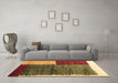 Machine Washable Abstract Brown Contemporary Rug in a Living Room,, wshcon2854brn