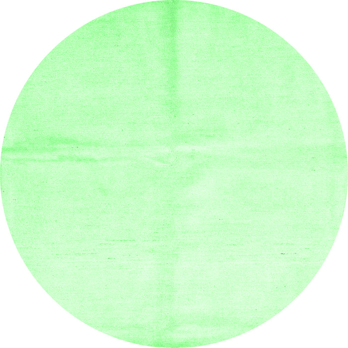 Round Machine Washable Solid Emerald Green Modern Area Rugs, wshcon2855emgrn
