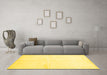 Machine Washable Solid Yellow Modern Rug in a Living Room, wshcon2855yw