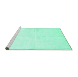 Sideview of Machine Washable Solid Turquoise Modern Area Rugs, wshcon2855turq