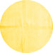 Round Machine Washable Solid Yellow Modern Rug, wshcon2855yw