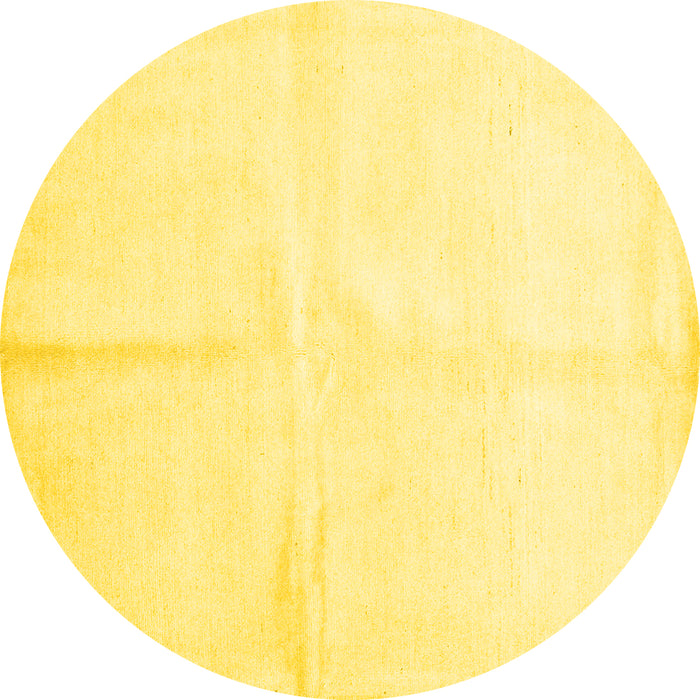Round Solid Yellow Modern Rug, con2855yw