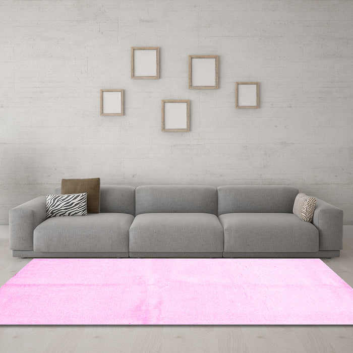 Machine Washable Solid Pink Modern Rug in a Living Room, wshcon2855pnk