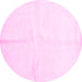 Round Machine Washable Solid Pink Modern Rug, wshcon2855pnk