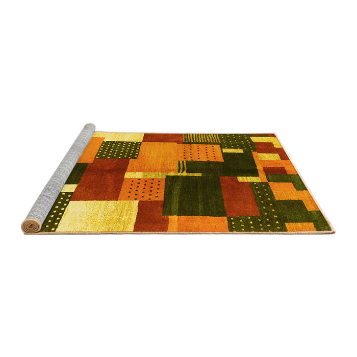 Sideview of Machine Washable Abstract Yellow Contemporary Rug, wshcon2856yw
