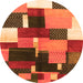 Square Abstract Orange Contemporary Rug, con2856org